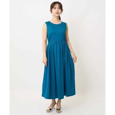 【小さいサイズ】ウエスト切り替えノースリーブワンピース/接触冷感/洗える