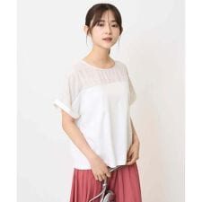 【小さいサイズ】シアーチェック切替えカットソー/洗える