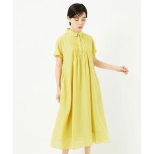 【小さいサイズ /洗濯機で洗える】ピンタックデザインシルエットワンピース