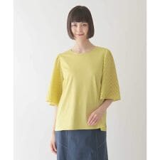【小さいサイズ/接触冷感】コットンレースボリューム袖カットソー