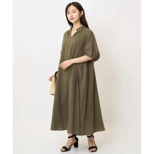 【小さいサイズ】ソフトコットンボリュームスリーブワンピース/洗える