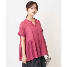 【小さいサイズ】コットンシフォンブラウス/接触冷感/洗える