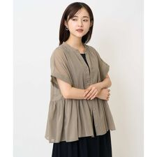 【小さいサイズ】コットンシフォンブラウス/接触冷感/洗える