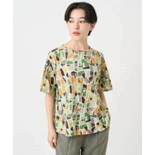 [接触冷感・日本製]強撚コットン天竺プリントカットソー