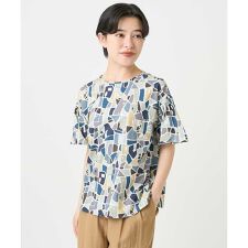 [接触冷感・日本製]強撚コットン天竺プリントカットソー