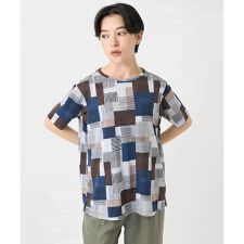 [接触冷感・速乾]ルービックブロックプリントカットソー