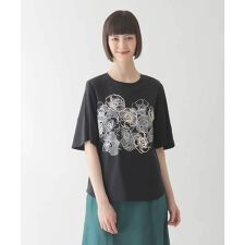 【小さいサイズ/接触冷感】フラワープリントコットンカットソー