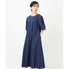 【小さいサイズ】配色ステッチ立体スリーブワンピース