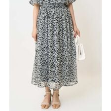 MK ミッシェルクラン(MK MICHEL KLEIN)の【小さいサイズ】小花柄シフォンスカート/丈の長さが選べる/洗える/セットアップ対応