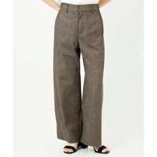 デニム調シャンブレーストレッチワイドパンツ