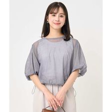 【小さいサイズ】デニム調シアーブラウス/洗濯機で洗える