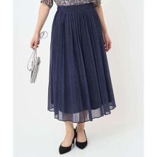 【小さいサイズ】デニム調シアープリーツスカート/洗濯機で洗える