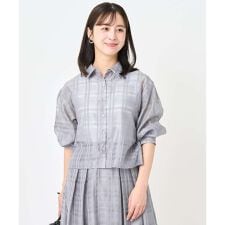 【小さいサイズ】シアードビーチェックシャツブラウス/洗濯機で洗える