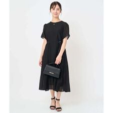 【小さいサイズ】ドビーストライプフレアーシルエットワンピース/洗える