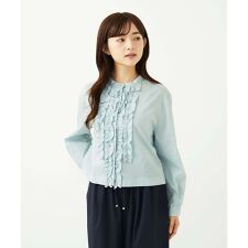 【小さいサイズ】フロントフリルデザインブラウス/洗える
