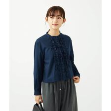【小さいサイズ】フロントフリルデザインブラウス/洗える