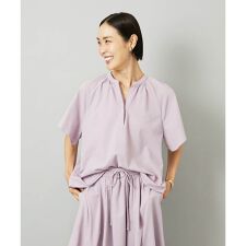 [小さいサイズ][セットアップ対応]ギャザーブラウス　サッカー無地