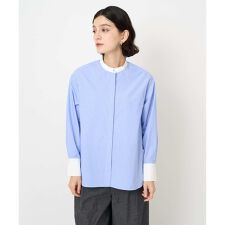 [日本製]タイプライターストライプバンドカラーシャツ