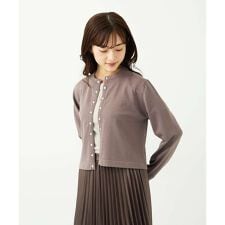 【小さいサイズ】ドット釦コンパクトニットカーディガン/洗える