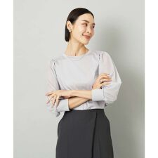 [小さいサイズ]ラメチュールスリーブ異素材カットソー