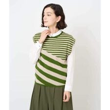 シルク混ボーダーニット