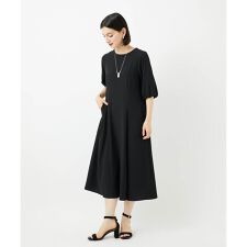 [接触冷感/吸水速乾]ボリュームスリーブフレアワンピース