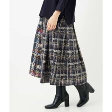 【小さいサイズ】チェックプリントフレアスカート/洗濯機で洗える