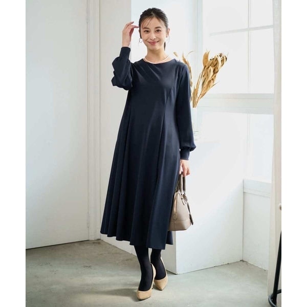 小さいサイズ】ボウタイデザイン幾何柄ワンピース/洗える | MK