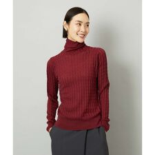 [小さいサイズ]シアーケーブルハイネックニット