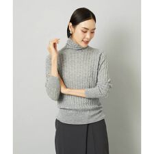 [小さいサイズ]シアーケーブルハイネックニット