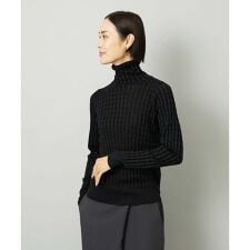 [小さいサイズ]シアーケーブルハイネックニット