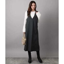 【小さいサイズ】ウールライクVネックジャンパースカート/洗える