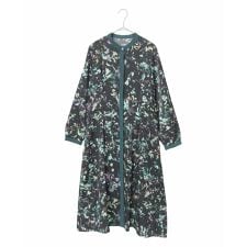 【小さいサイズ】リーフプリントバンドカラーワンピース