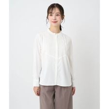 【小さいサイズ】フロントピンタックレースブラウス/洗濯機で洗える