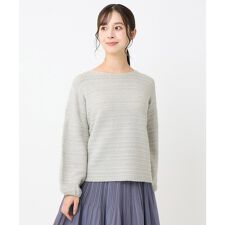 【小さいサイズ】シアーボーダーボリュームパフスリーブニット/洗える