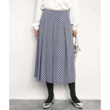 【小さいサイズ】スクエア幾何柄フレアースカート/洗濯機で洗える