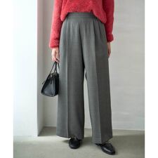 【小さいサイズ】ストレートワイドシルエットパンツ(無地・チェック)/洗える