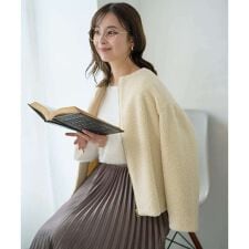 MK ミッシェルクラン(MK MICHEL KLEIN)の【小さいサイズ】ノーカラーボアブルゾン/洗える