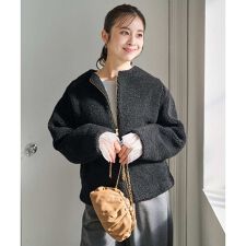 MK ミッシェルクラン(MK MICHEL KLEIN)の【小さいサイズ】ノーカラーボアブルゾン/洗える