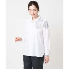 刺繍デザイン長袖ブラウス