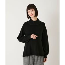 【小さいサイズ】リブネックデザインウールニットプルオーバー