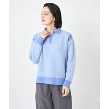 メランジブークレ襟付きニット