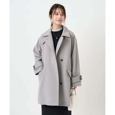 【小さいサイズ】SUPER100sウール スタンドカラーミドルコート