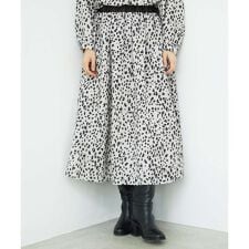 [日本製/セットアップ対応]レオパードギャザーフレアスカート