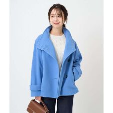 【小さいサイズ】エアリアルウール スタンドカラーショートコート