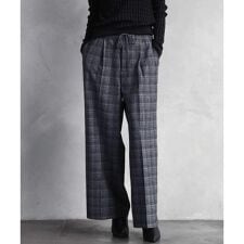 [小さいサイズ]2WAYストレッチチェックワイドパンツ