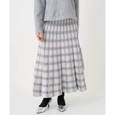 【小さいサイズ】チェック柄プリーツニットスカート/洗える