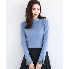 【小さいサイズ】千鳥格子柄シフォンレイヤード風ハイゲージニット/洗える