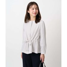 【小さいサイズ】ギャザーデザイン ジップアップブルゾン/撥水/防シワ/洗える