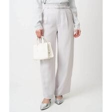 【小さいサイズ】共地ベルト付きワイドパンツ/撥水/防シワ/洗える